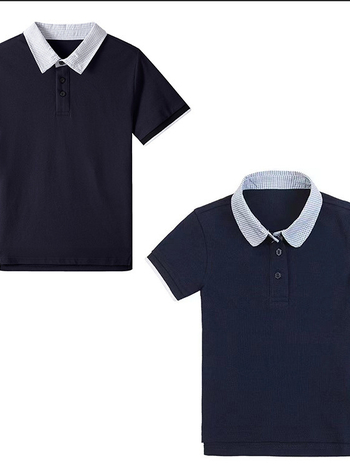 Set de uniformă școlară de vară pentru unisex, cămașă cu mânecă scurtă din material plasă respirabil, guler în carouri și șorturi