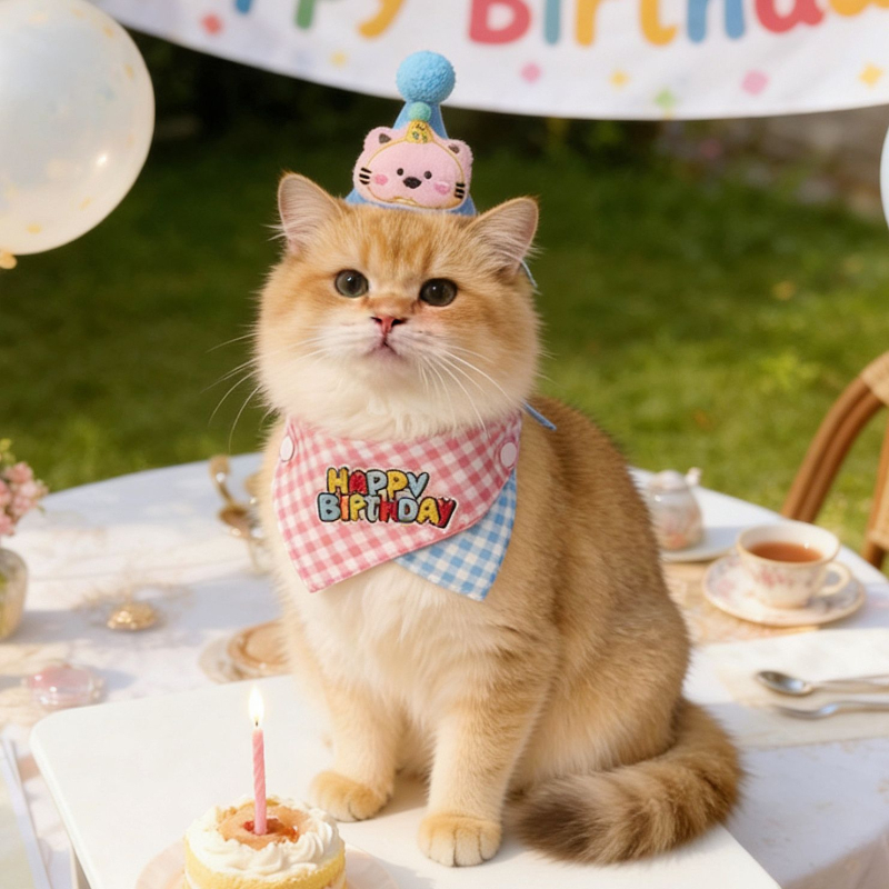 Kit de petrecere pentru animale de companie: decor pentru prima aniversare a pisicii, set pălărie și bandană pentru câine, accesorii, lumânări