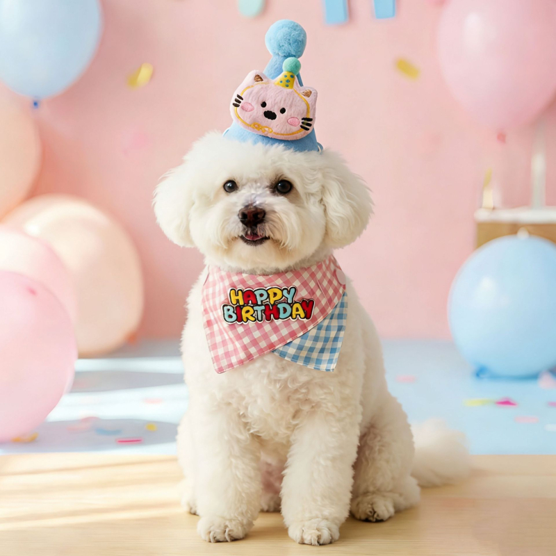 Kit de petrecere pentru animale de companie: decor pentru prima aniversare a pisicii, set pălărie și bandană pentru câine, accesorii, lumânări