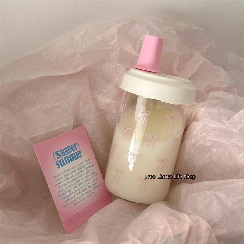 Cană pentru ceai cu perle, vară, cu tub gros, recipient plastic portabil, design minimalist 2025