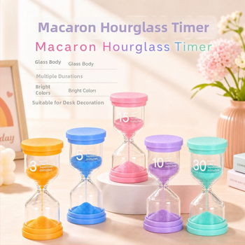Ceas cu nisip mic în formă de macarons pentru copii - realizat manual, ornament decorativ, stil minimalist modern, cadou