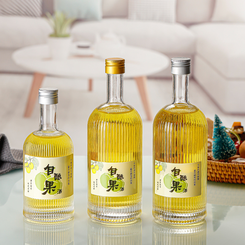 Sticlă de vin alb din cristal, design cu nervuri verticale, sticlă goală pentru băuturi din fructe, 375 ml sau 500 ml