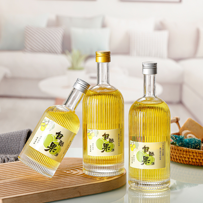 Sticlă de vin alb din cristal, design cu nervuri verticale, sticlă goală pentru băuturi din fructe, 375 ml sau 500 ml