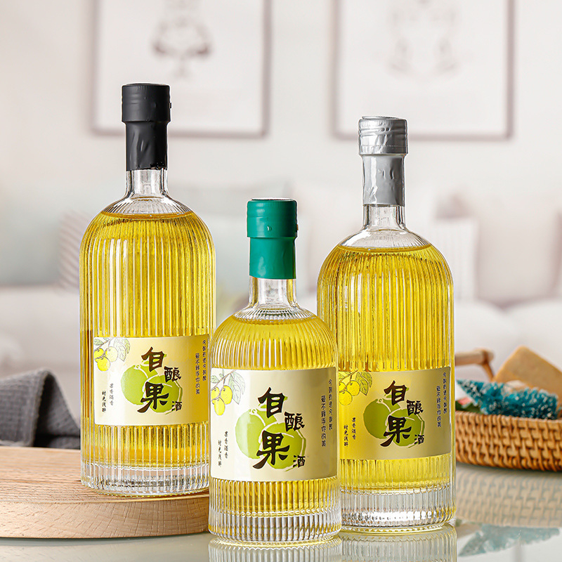 Sticlă de vin alb din cristal, design cu nervuri verticale, sticlă goală pentru băuturi din fructe, 375 ml sau 500 ml