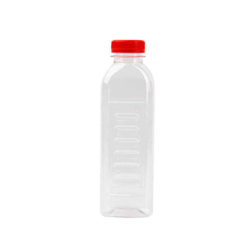 Sticlă PET transparent pătrată de 500 ml pentru băuturi cu capac, potrivită pentru miere, vin și suc, sticlă de probă