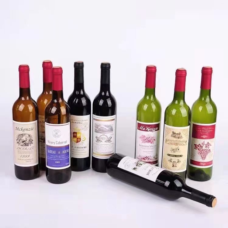 Sticla decorativă de vin 750 ml pentru frigiderul de vin, bar și showroom; sticlă din sticlă pentru vin roșu și vin de casă