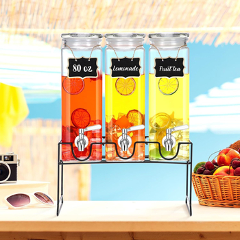 Dispenser de băuturi din sticlă cu robinet, 2,2 L – pentru sucuri, ceai de fructe, cola și detergent de rufe