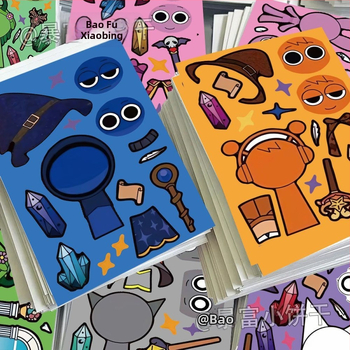 Rhythm Box Halloween autocolante pentru schimbarea feței, vrăjitoare drăguță, educaționale, lucrate manual