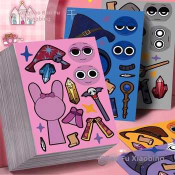 Rhythm Box Halloween autocolante pentru schimbarea feței, vrăjitoare drăguță, educaționale, lucrate manual