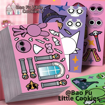 Rhythm Box Halloween autocolante pentru schimbarea feței, vrăjitoare drăguță, educaționale, lucrate manual