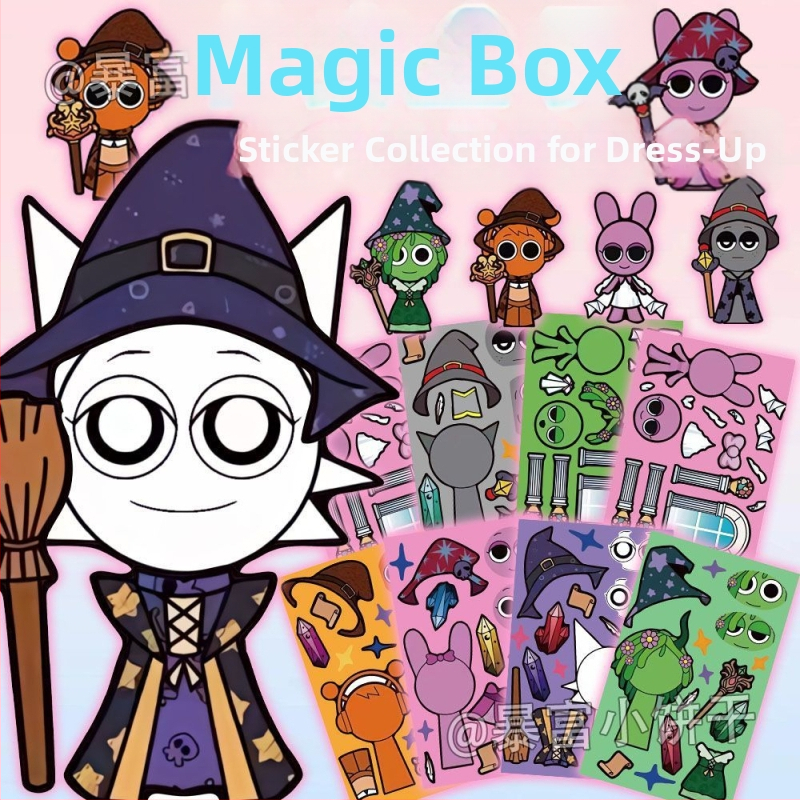 Rhythm Box Halloween autocolante pentru schimbarea feței, vrăjitoare drăguță, educaționale, lucrate manual