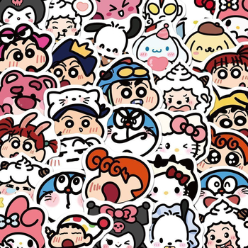 200 stickere cu expresii de desene animate, versiunea Q, decor pentru bagaje