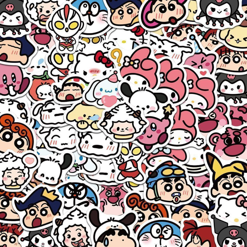 200 stickere cu expresii de desene animate, versiunea Q, decor pentru bagaje