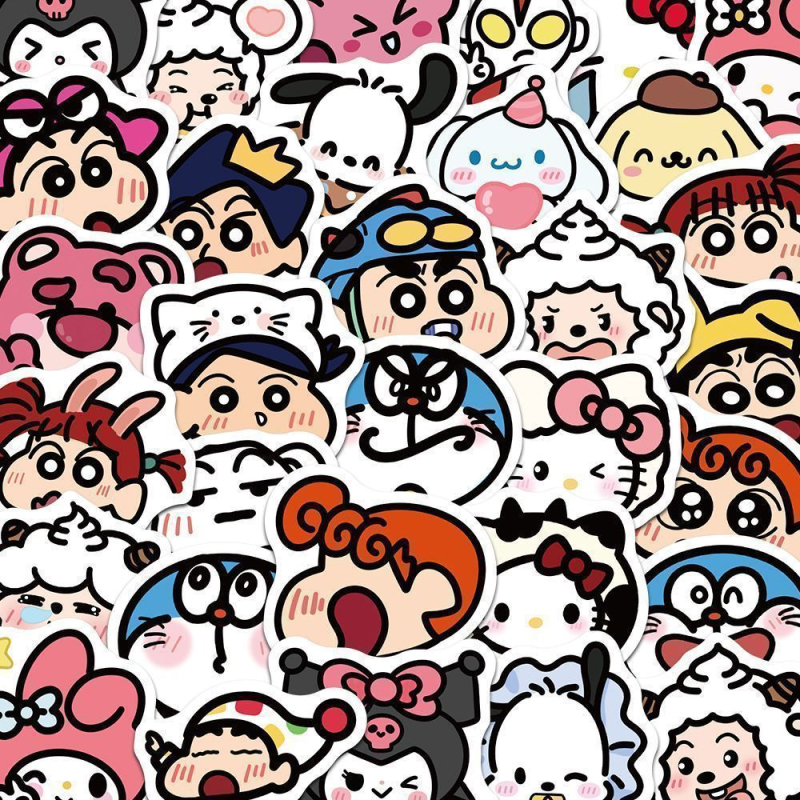 200 stickere cu expresii de desene animate, versiunea Q, decor pentru bagaje