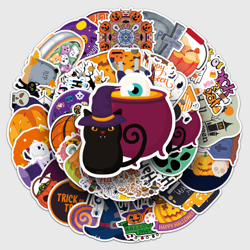 50 autocolante graffiti de Halloween, personalizate, personaje de desene animate horror, pentru bagaje și telefoane