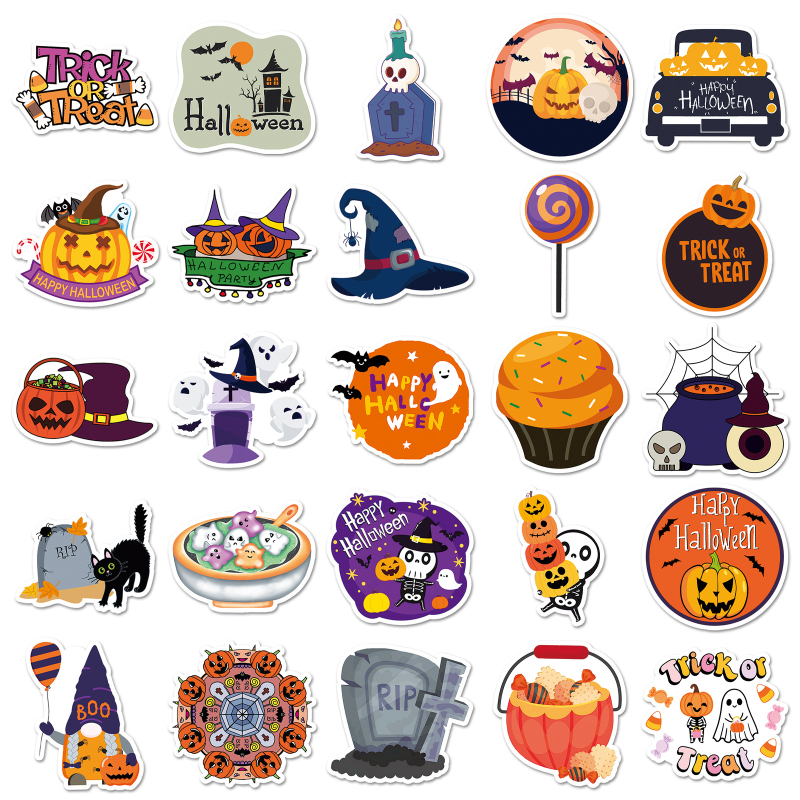50 autocolante graffiti de Halloween, personalizate, personaje de desene animate horror, pentru bagaje și telefoane