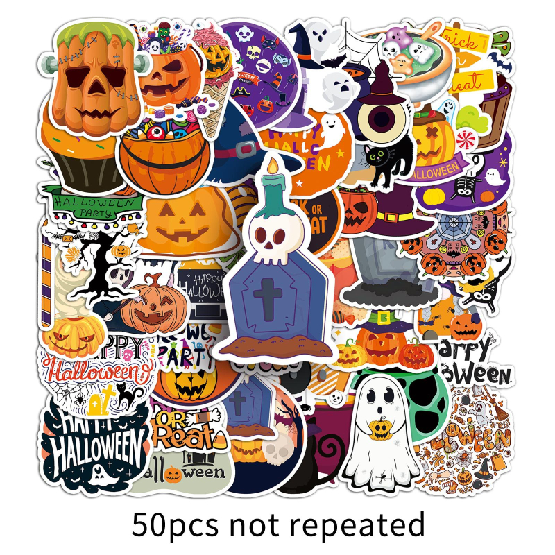 50 autocolante graffiti de Halloween, personalizate, personaje de desene animate horror, pentru bagaje și telefoane