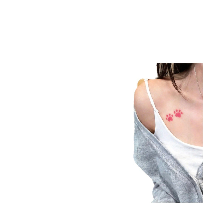 Abțibilduri tatuaj cu labă de pisică, care își schimbă culoarea în funcție de temperatură, impermeabile și rezistente la transpirație, stil drăguț, feminin, de durată