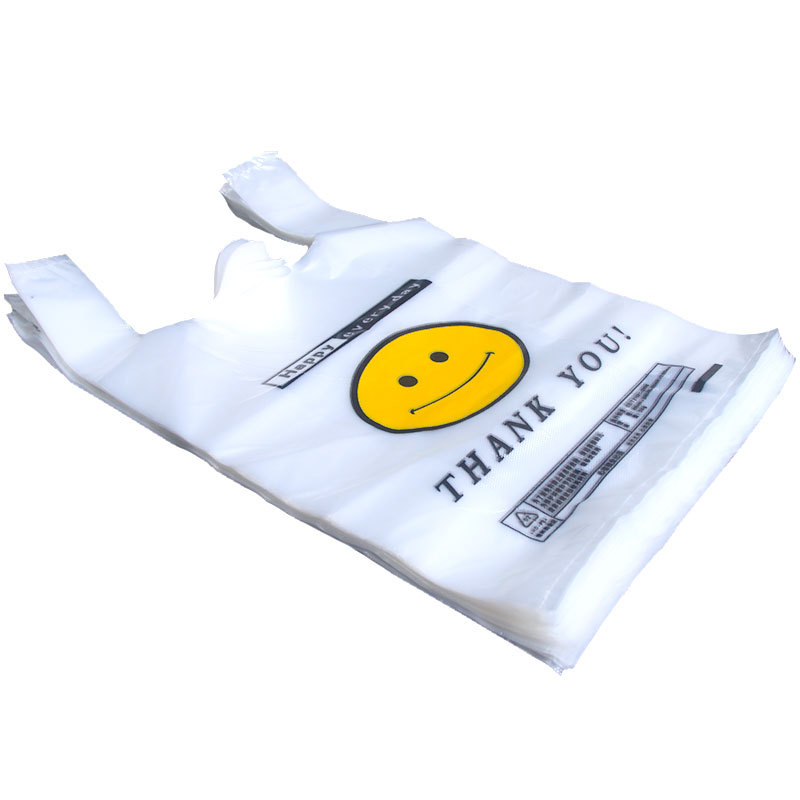 Geantă transparentă din plastic cu față zâmbitoare, pentru ambalarea alimentelor