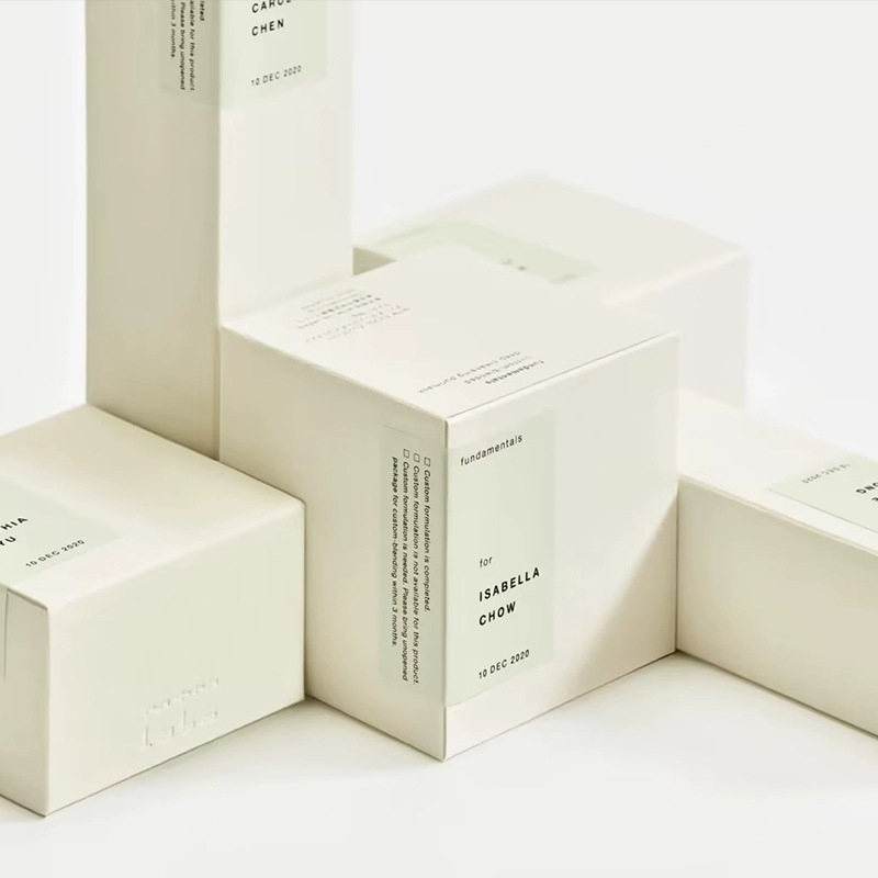 Cutie albă din carton pentru cadouri de machiaj – cutie-surpriză cu jucărie, imprimare cu temă ceai, imprimare în relief, cutie de deschidere prin rupere, personalizare în loturi mici