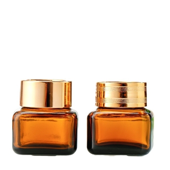 Borcan pătrat din sticlă maro, 20 g, pentru cremă, cu sigiliu și capac, borcănel de probă cosmetică, portabil, gol reutilizabil