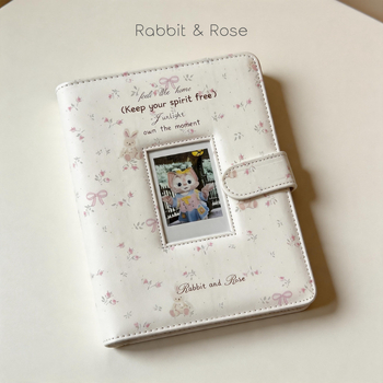 Album foto Polaroid floral, în stil Chanel, format A5, legare cu foi detașabile, 4 grile, mare capacitate pentru carduri