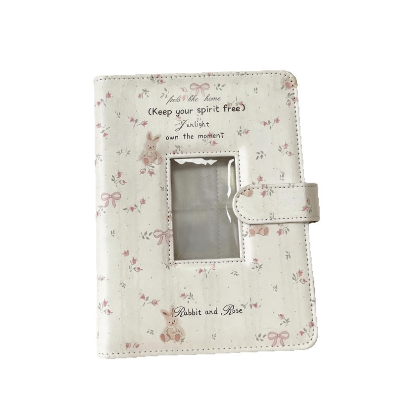 Album foto Polaroid floral, în stil Chanel, format A5, legare cu foi detașabile, 4 grile, mare capacitate pentru carduri