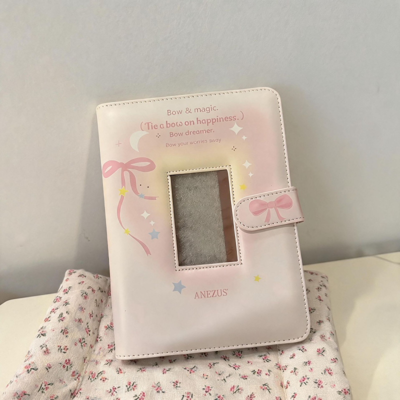Album foto Polaroid floral, în stil Chanel, format A5, legare cu foi detașabile, 4 grile, mare capacitate pentru carduri