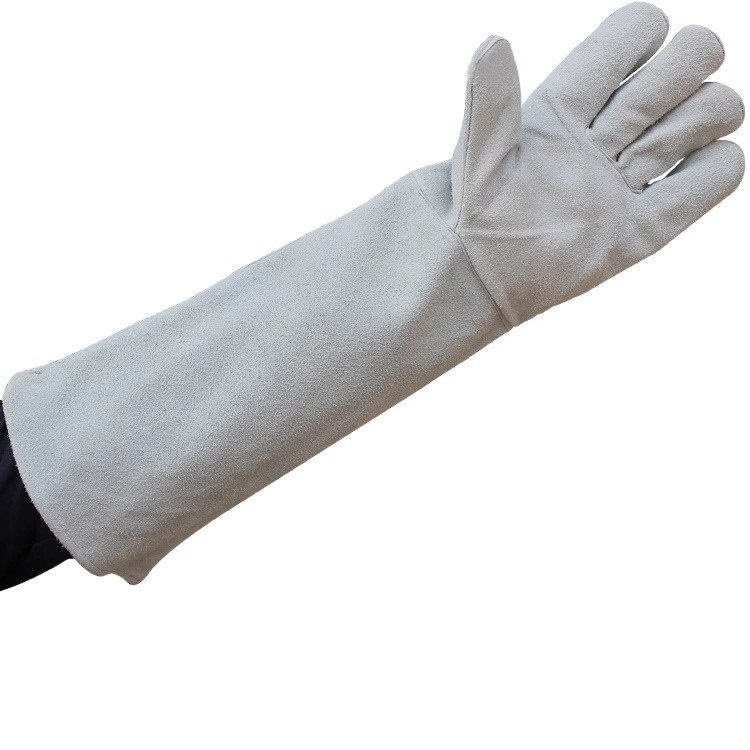Mănuși de sudură, rezistente la temperaturi înalte, izolați termic, rezistente la uzură, lungi, din piele de vită în două straturi