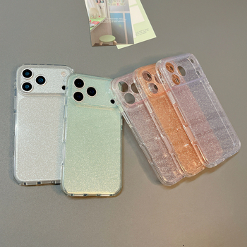 Carcasă IMD cu sclipici pentru iPhone 15 Pro, 16 Pro, 16 Pro Max, 17 Pro, 17 Pro Max — Două în una, Transparent