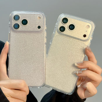 Carcasă IMD cu sclipici pentru iPhone 15 Pro, 16 Pro, 16 Pro Max, 17 Pro, 17 Pro Max — Două în una, Transparent