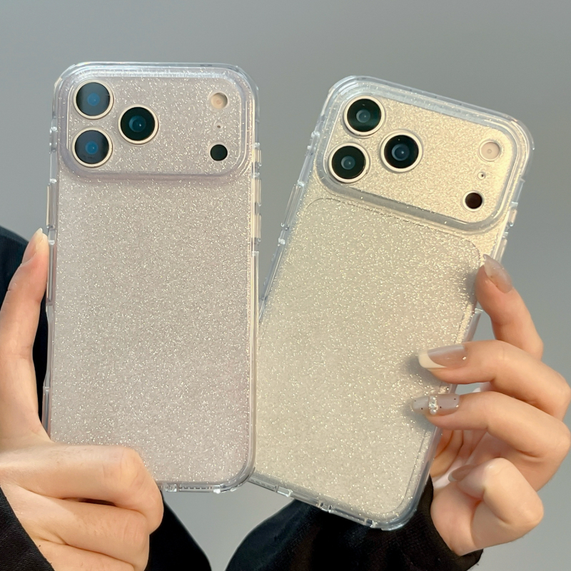 Carcasă IMD cu sclipici pentru iPhone 15 Pro, 16 Pro, 16 Pro Max, 17 Pro, 17 Pro Max — Două în una, Transparent