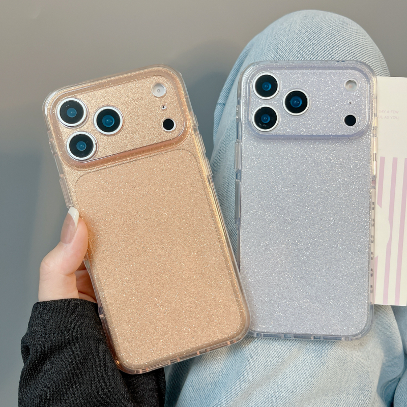 Carcasă IMD cu sclipici pentru iPhone 15 Pro, 16 Pro, 16 Pro Max, 17 Pro, 17 Pro Max — Două în una, Transparent