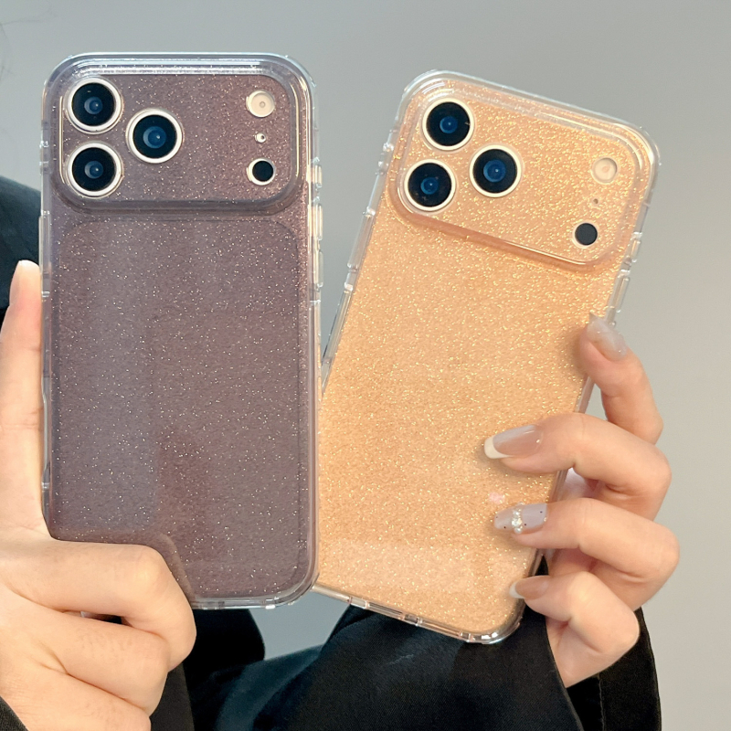 Carcasă IMD cu sclipici pentru iPhone 15 Pro, 16 Pro, 16 Pro Max, 17 Pro, 17 Pro Max — Două în una, Transparent