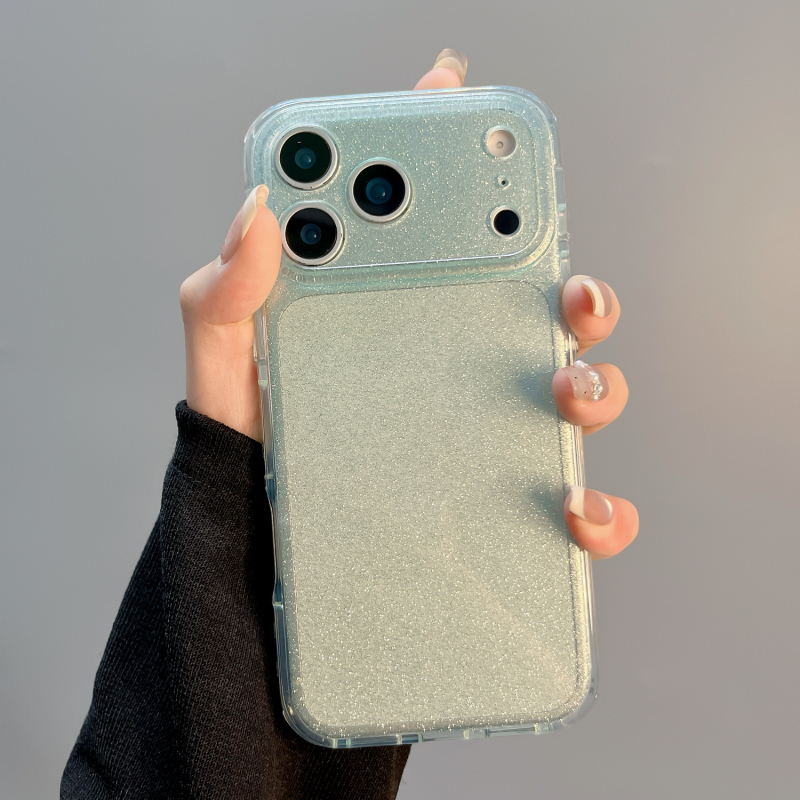 Carcasă IMD cu sclipici pentru iPhone 15 Pro, 16 Pro, 16 Pro Max, 17 Pro, 17 Pro Max — Două în una, Transparent