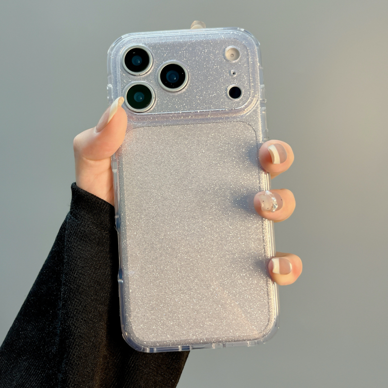 Carcasă IMD cu sclipici pentru iPhone 15 Pro, 16 Pro, 16 Pro Max, 17 Pro, 17 Pro Max — Două în una, Transparent