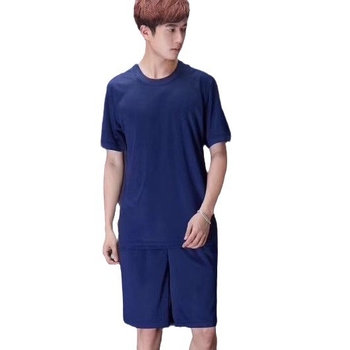 Set de antrenament pentru pompieri, albastru, tricou cu uscare rapidă, mânecă scurtă