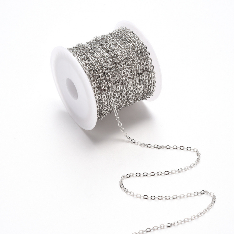 Lanț cruci din cupru, formă O, plat, 10 m pe rolă, materiale pentru bijuterii DIY, culoare rezistentă
