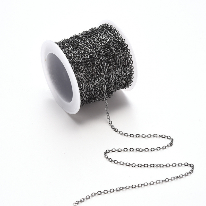 Lanț cruci din cupru, formă O, plat, 10 m pe rolă, materiale pentru bijuterii DIY, culoare rezistentă