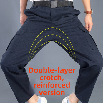 Pantaloni de lucru pentru bărbați din bumbac, cu inserție suplimentară, croi drept, lejer, durabili, pentru sudură, protecție împotriva arsurilor