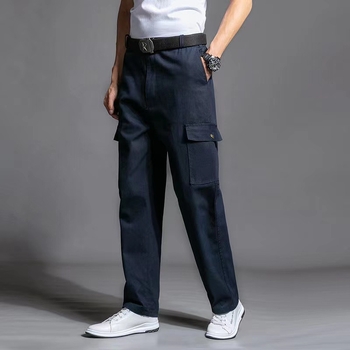 Pantaloni de lucru pentru bărbați din bumbac, cu inserție suplimentară, croi drept, lejer, durabili, pentru sudură, protecție împotriva arsurilor