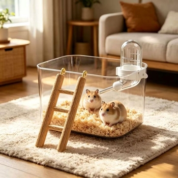 Adăpost transparent pentru hamsteri, spațiu interior generos, potrivit pentru hamsterii aurii, utilizare în toate sezoanele