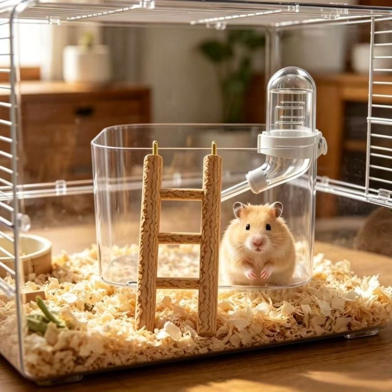 Adăpost transparent pentru hamsteri, spațiu interior generos, potrivit pentru hamsterii aurii, utilizare în toate sezoanele
