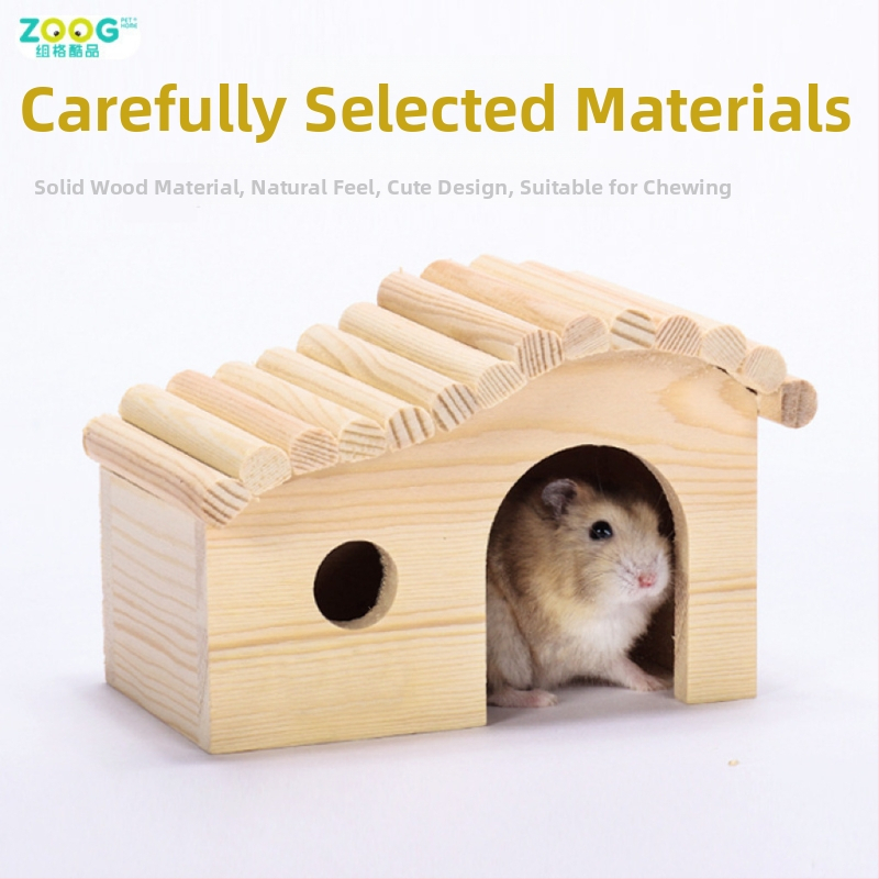 Jucărie din lemn pentru hamster, casă forestieră, cuib de dormit și turn de observație