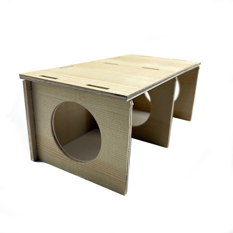 Hamster căsuță din lemn masiv cu adăpost ascuns și cuib de dormit — jucării DIY din lemn