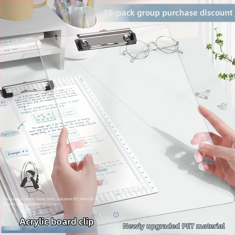 Clipboard din acrilic transparent A4 - versiune verticală, pentru documente, meniuri și notițe, design simplu