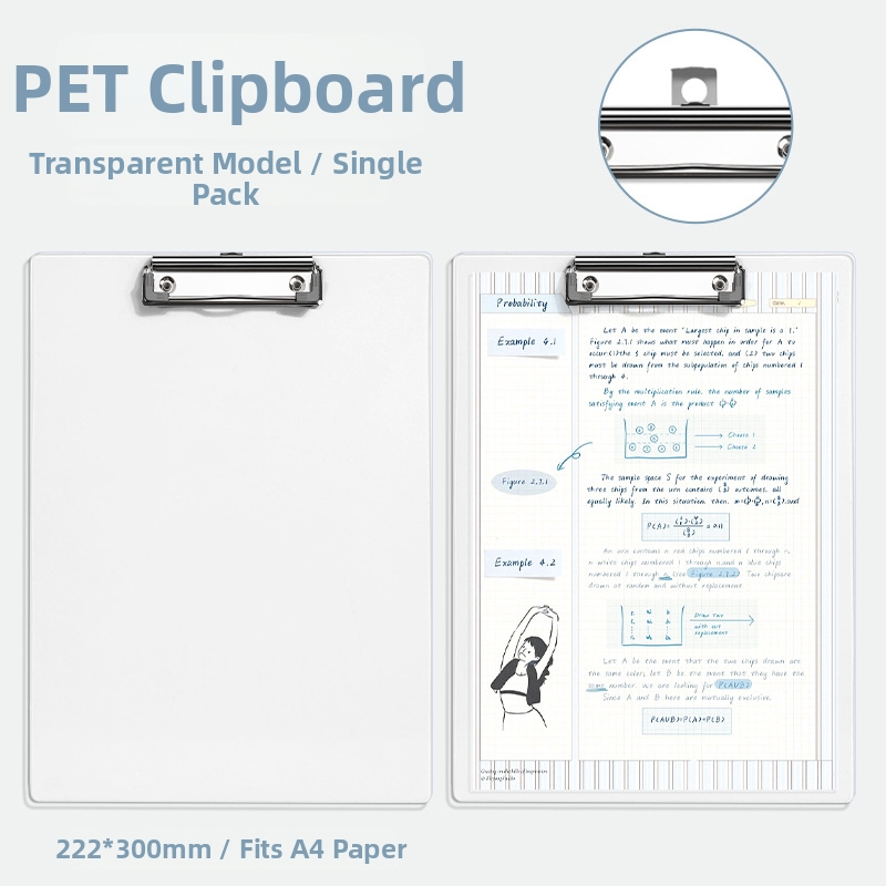 Clipboard din acrilic transparent A4 - versiune verticală, pentru documente, meniuri și notițe, design simplu