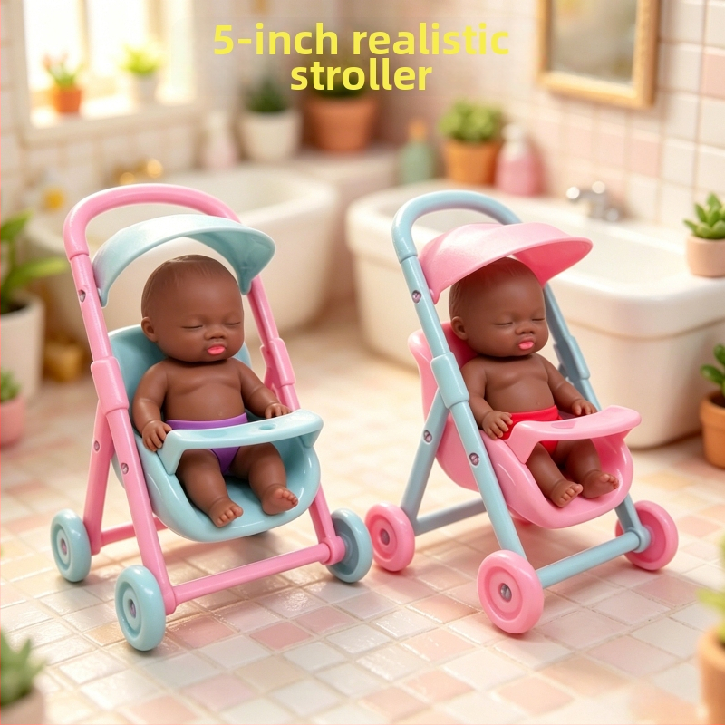 Mini căruț pentru păpuși cu accesorii pentru hamster pentru joacă de rol