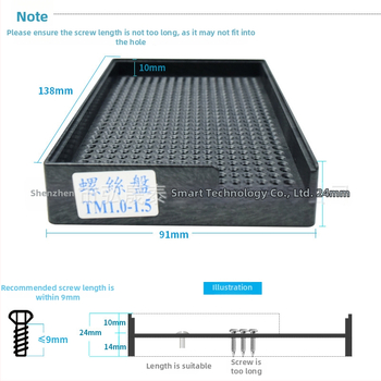 Placă din plastic pentru șuruburi, anti-statice, neagră, pentru electronice, separator 1-5 mm