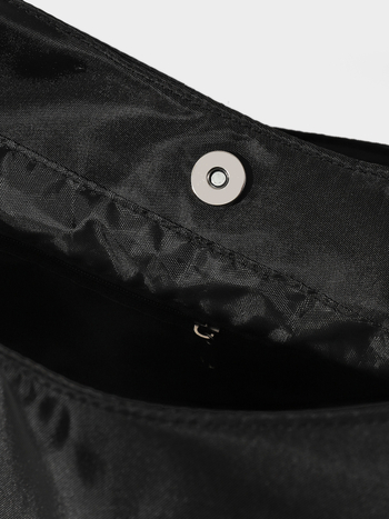 Geantă de umăr din nylon, culoare solidă, formă semicirculară, capacitate mare, stil minimalist, închidere cu fermoar, geantă casual cu mai multe buzunare